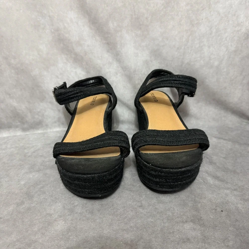 Torrid‎ Espadrille Wedge Sandals Womens 10.5WW Black Excellent Platform Boho